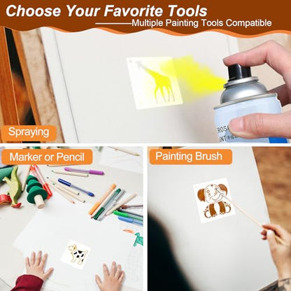 Animal Stencils for Painting, 64 Pcs 3 Inch for Cards Rocks Kids Crafts - color: Animal