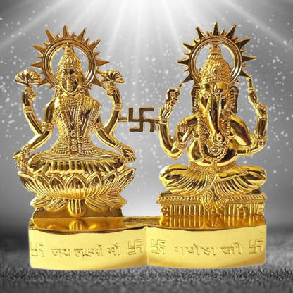 Laxmi Ganesha Lakshmi & Ganesha Statue - Laxmi Ganesh Idol Murti [ 2.8 inch, Size Small ] - for Mandir Home, Indian Diwali Gift