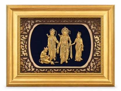 Ram Darbar 3D Relief Wall Frame, Gold Finish, Velvet Background