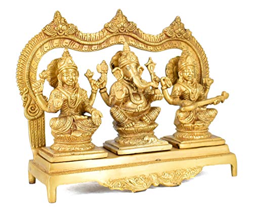 Brass Brass Lakshmi Ganesh Saraswati Statue Set Idol Home Decor Figurine