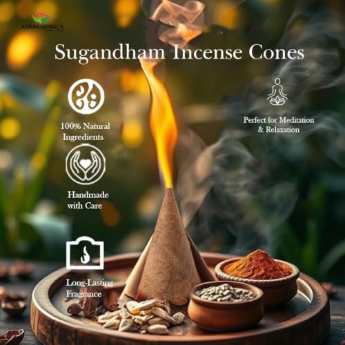 Natural Sugandham Dhoop Cones 30 Organic Incense Pooja Aromatherapy Agarbatti