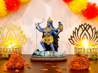 BangBangDa Hindu God Kali Maa Statue - 5.1”H Polystone Hindu Goddess Lord Kali Idol for Home Temple Mandir Altar Murit Pooja Item Birthday Diwali Gift for Indian Family Friend People