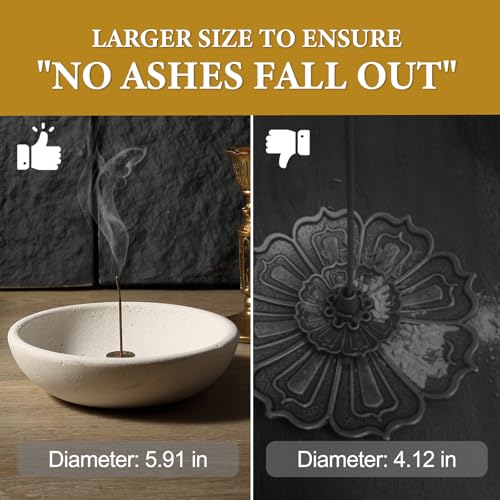 Koville Natural Marble Incense Holder, Incense Holder for Sticks with 9 Holes, Handmade Incense Burner Ash Catcher for Meditation Yoga SPA, Balsam Fir/Palo Santo/Sage/Cone (Lymra Limestone) - color: D=150-lymra Limestone