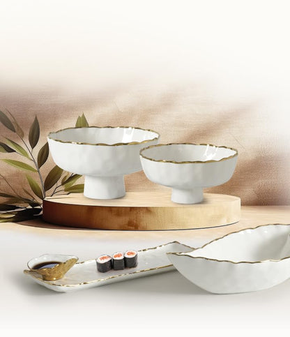 Pampa Bay Golden Salerno Titanium-Plated Porcelain Spoon Rest (White and Gold) - color: White and Gold