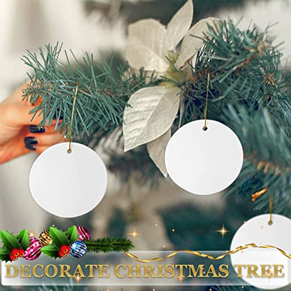 Sublimation Ceramic Ornaments - Bulk Ceramic Discs for Heat Press Printing - White Round Porcelain Personalized Xmas Tree Keepsake Crafts Gift - 48pc - color: Gold,white - 48pc