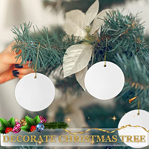 Sublimation Ceramic Ornament Blanks - 25PC Bulk White Round Porcelain Discs for Heat Press Printing - Personalized Xmas Tree Keepsake Crafts Gift - color: White - 25pc