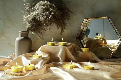Welburn Veda&Co™ Pack of 50 Tealight Ghee Butter Lamp Candle Set, Upto 4 Hours Burning Time, Pure Cow Ghee Unscented Clarified Butter Paraffin Free Tealight Candles for Meditation, Rituals, Diwali - size: Pack of 50