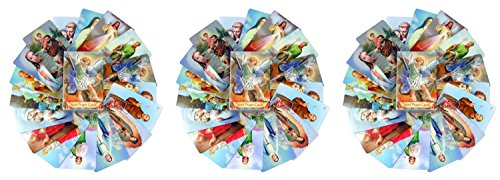 Autom 3 Packs of 54 Assorted Holy Cards with Catholic Saints and Prayers - size: Pack of 3