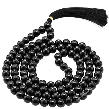 Amazing Gemstone Black Tourmaline Mala Beads - 108 Prayer Beads for Meditation and Mindfulness Practice, Handcrafted Mala Beads with Natural Gemstones for Spiritual Healing and Relaxation(Plain) - color: Black Tourmaline, style: Plain
