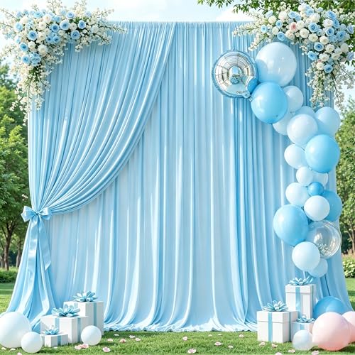 40x10ft Blue Backdrop Curtains for Wedding Parties Wrinkle Free Photo Backdrop Drapes for Photography Birthday Baby Shower Soft Fabric Party Backgournd for Photoshoot 5x10ft, 8 Panels - color: Blue, size: W5 x H10'(8 Panels)