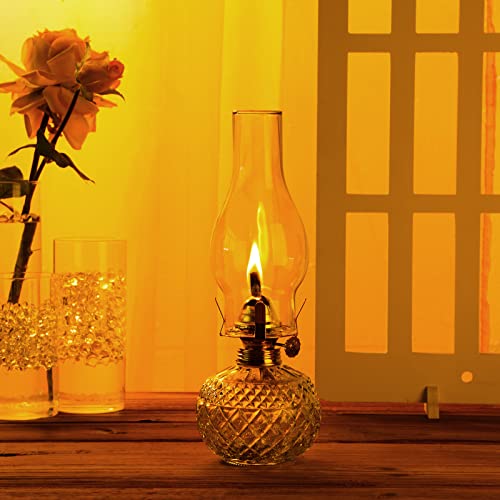 Hortsun 2 Pieces Vintage Glass Kerosene Lamp Tabletop Lantern,Cute Style - style: Cute Style