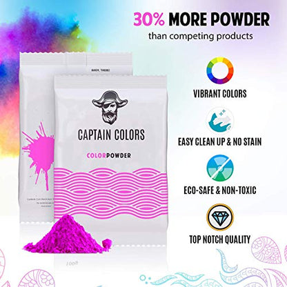 10 Colors x 100gram Each - Holi Color Powder, 10 Natural Powders for Color Wars, Fun Runs, Summer Camps, Festivals, 5k Marathons, Gender Reveals, Parties, Fundraisers, and Rangoli - (100gram Each)
