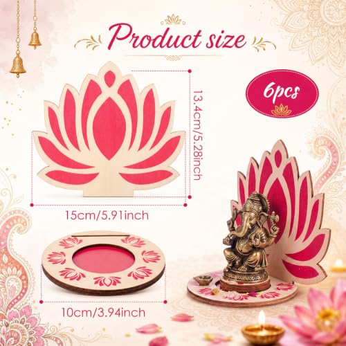 DoubleFill 6 Pack Indian Decorations for Pooja Candle Holder, Lotus - style: Lotus
