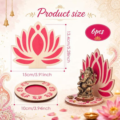 DoubleFill 6 Pack Indian Decorations for Pooja Candle Holder, Lotus - style: Lotus