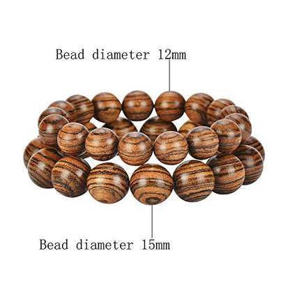 Prayer Bead bracelet Mala Beaded Bracelets for Men Women 12/15MM … - color: 12mm 17 beads Tiger skin