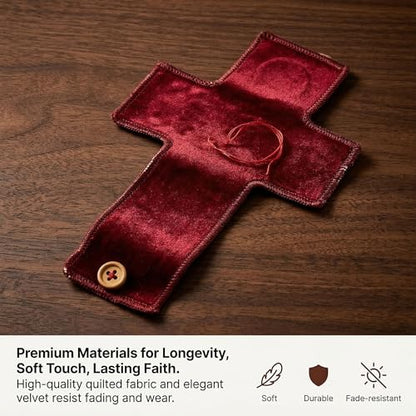 Catholic Pocket Prayer Quilts with Crosses, 3 Pack, 2 x 2 Inch