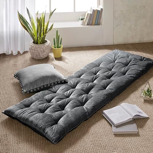 Intelligent Design Foldable Lounge Floor Pillow 27" x 74" Charcoal - color: Charcoal