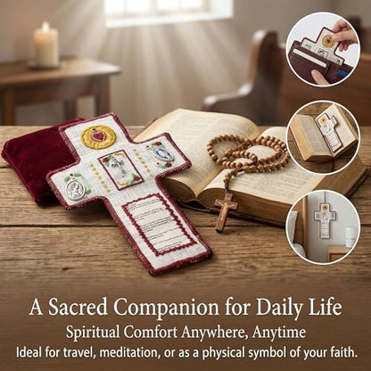 Catholic Pocket Prayer Quilts with Crosses, 3 Pack, 2 x 2 Inch