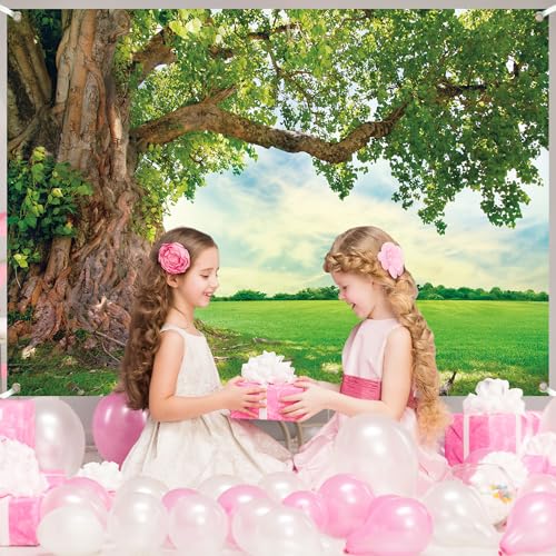 Spring Huge Tree Backdrop 6x4 FT for Photoshoot Spring Nature Photo Backdrops Tree Scenery Picnic Background Outdoor Travel Event Decorations Wedding Party Banner Photo Booth Props - size: 6x4 FT