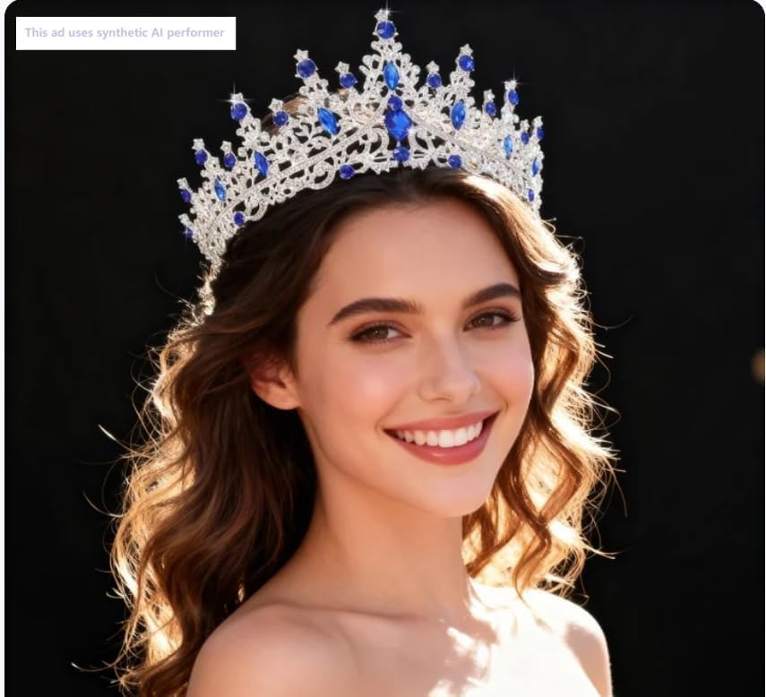 Kamirola Tiaras and Crowns for Women,Tiaras Earrings Necklace, Crystal Bridal Jewelry Set (TR48) - color: Blue Silver