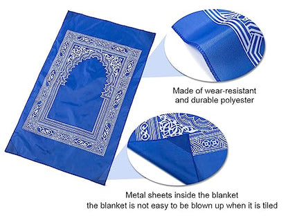 1 Piece Prayer Mat, Musilm Prayer Mat, Polyester Prayer Rug, Portable Travel Prayer Mat, Travel Prayer Rug with Compass, for Muslim Prayer, Ramadan(Blue, 60CMx100CM)