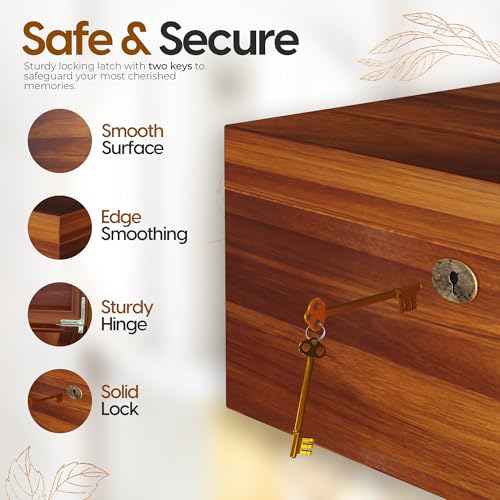 LUSH & STYLE Acacia Wooden Box, Keepsake With Hinged lid and locking keys, Decorative, Memory, Wooden Storage Boxes, Customizable With Adjustable Tray,keepsake trunk (Divider Model) Large 11x9x5 Inch - style: Modern