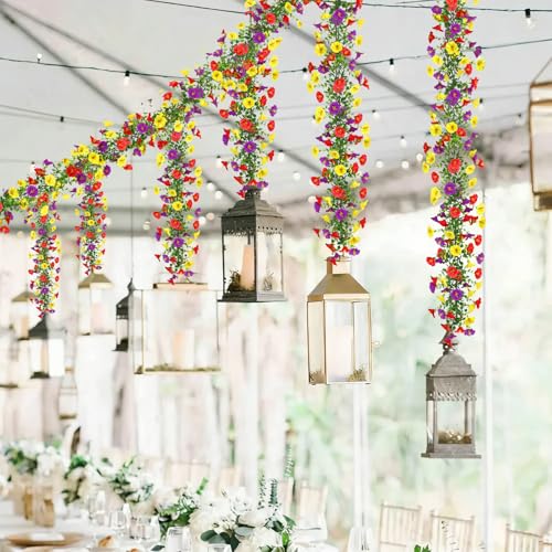 Dremisland Artificial Flowers Garland 2 Pack Summer Floral Garland - color: Red Yellow Purple, size: 2PCS