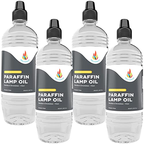 The Dreidel Company Liquid Paraffin Lamp Oil, 1 Liter, Smokeless, Odorless, Ultra Clean Burning Fuel for Indoor and Outdoor Use, Clear - (Pack of 4) - size: 4-Pack