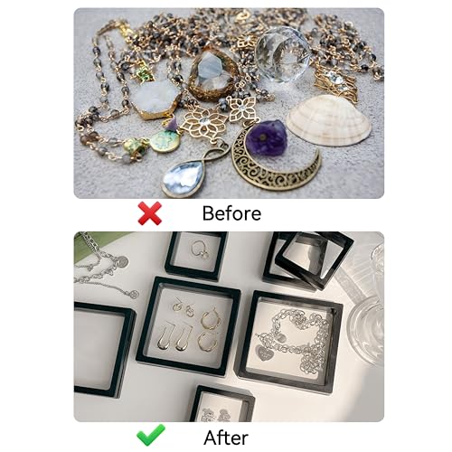 20Pcs Floating Frame Display Case——BSELUTNGY 3D Floating Display Case 2.76 Inches Black is Perfect for Preserving and Displaying Jewelry, Coins, Badges, Specimens and Various Collectible - size: 2.76in*2.76in