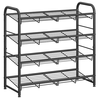 SONGMICS 4-Tier Stackable Metal Shoe Rack, Holds Up to 16 Pairs of Shoes - color: Black, size: 4 Tiers (27"W)
