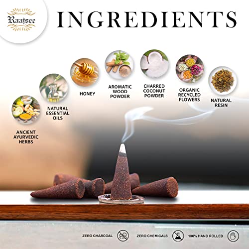 Raajsee Natural Incense Cones,6 Pack Mixed Scents Gift Pack 15 pc Each (90 Total), Insense Cones Variety Pack, 100% Organic Non Toxic Natural - Hand Rolled Free from Chemicals (Pack 2) - color: Pack 2