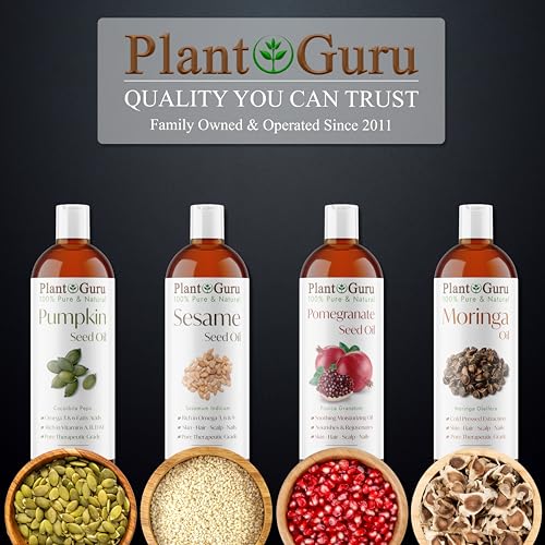 Plant Guru Sesame Seed Oil 16 fl. oz. – Cold Pressed, 100% Pure & Natural Carrier for Skin, Face, Body, Hair, and Cooking. Great for DIY Creams, Lotions, and Lip Balms.