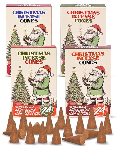 Christmas Scented Incense Cones - 4 Pack Box Set, 96 Cones Total