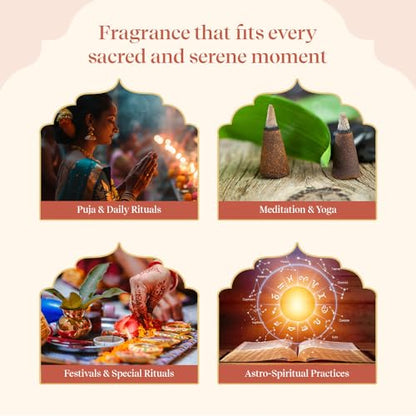 Pujashree Zodiac Dhoop Cones for Pooja - Organic & Natural Long Lasting Woody Aroma Fragrance Incense Sticks Mandir Puja (Virgo (Lemongrass))