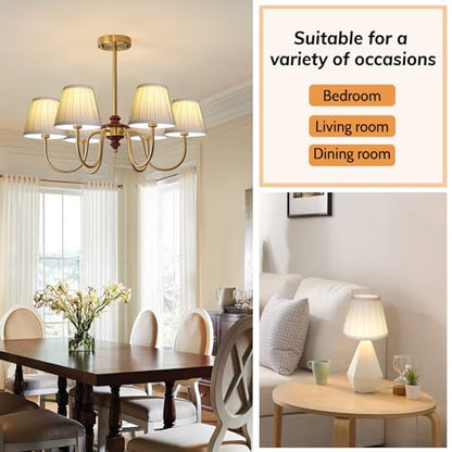 Ruiever 6pack Small Lampshades Clip On Bulb Fabric Lamp shade Bottom 5.9''x Top 3.54''xH 5.12'' for Chandeliers Wall Ceiling Table and Floor Lamps Eyes Protected Lampshades (Cream) - color: Cream