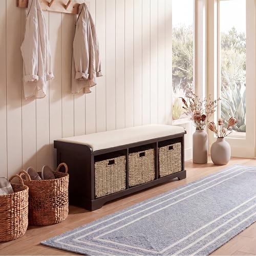 SAFAVIEH Furniture - Lonan Storage Bench - Dark Chocolate - Solid Wood - Farmhouse Lift-Top Design - Ideal for Entryway, Living Room, Hallway, 18" Seat Height (AMH5733F) - color: Dark Chocolate