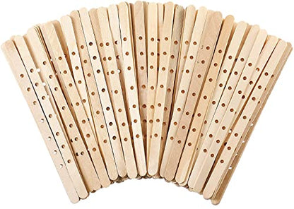 100pcs Wooden Candle Wick Holders - 3 Wick Candle Holders, Candle Making Wick Centering Tool with 7 Holes