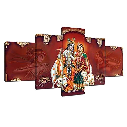 ARNLRDYA Lord Radha Krishna Wall Art, 60''Wx32''H - color: Artwork-04