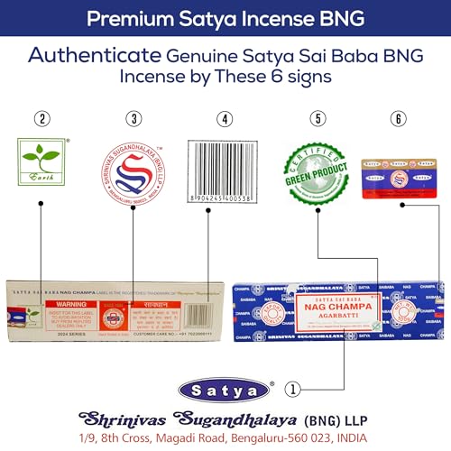 Satya Nagchampa Incense Sticks, Satya Bng (Bangalore) Insenses 15gmx3 Pack (45 GMS) with Raajsee Incence Holder Bundle, Satya Nagchampa Natural Incense - color: Nagchampa