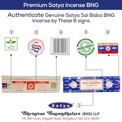 Satya Nagchampa Incense Sticks, Satya Bng (Bangalore) Insenses 15gmx3 Pack (45 GMS) with Raajsee Incence Holder Bundle, Satya Nagchampa Natural Incense - color: Nagchampa