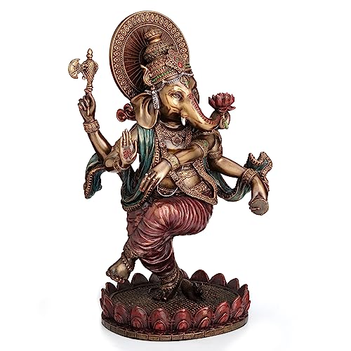 Veronese Design 8 1/4 Inches Dancing Ganesha Hindu God Idol Cold Cast Resin Statue Bronze Finish