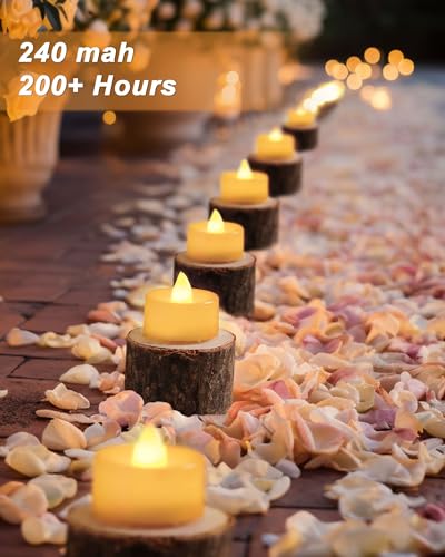 BEICHI Flameless Candles, 24Pack Battery Operated Candle, LED Tea Lights Candles Battery Operated, Flickering Fake Votives for Wedding Halloween Christmas Diwali- Warm Yellow - color: Warm Yellow Light, White Shell, size: 24-Pack
