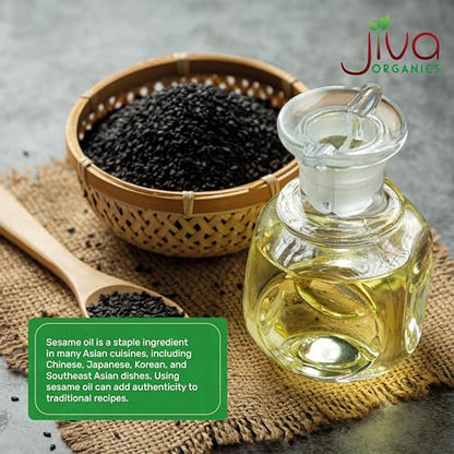 Jiva Organics Organic Sesame Oil 1 Liter Bottle - Ideal for Ayurveda & Cooking, From Organic Seeds, 100% Natural & Non-GMO - size: 33.8 Fl Oz (Pack of 1)