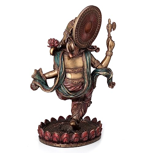 Veronese Design 8 1/4 Inches Dancing Ganesha Hindu God Idol Cold Cast Resin Statue Bronze Finish