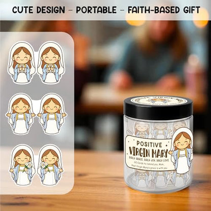 Positive Virgin Mary Jar, Mothers Day Gift For Mom, Christian Gifts For Women, Daily Encouragement Scripture Cards, Cute Faith-Based For Mom Daughter - style: Positive Virgin Mary