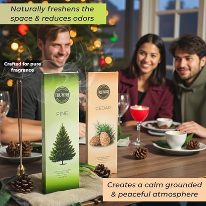 Cedar & Pine - Combo Pack of Incense Sticks - 100 Insence-Sticks of Each Scent - Total 200 Inscents - Natural Insense Made with Non Toxic Ingredients and Essential Oils - color: Cedar & Pine