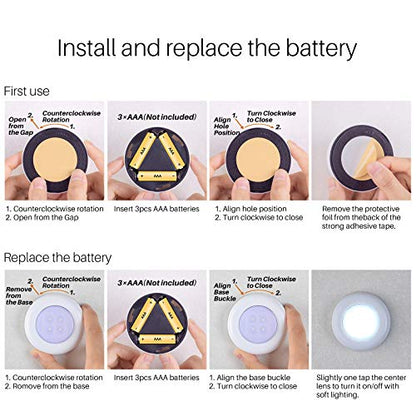 STAR-SPANGLED 2.8” LED Puck Lights Under Cabinet AAA Battery, 5 Pack White - color: White