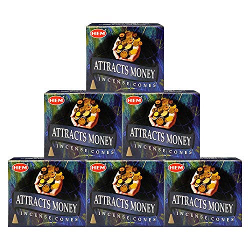 TRUMIRI Incense Cone Holder Bundle with Hem Attracts Money Incense Cones - Pack of 6 (Approx 60 Cones) - color: Attracts Money