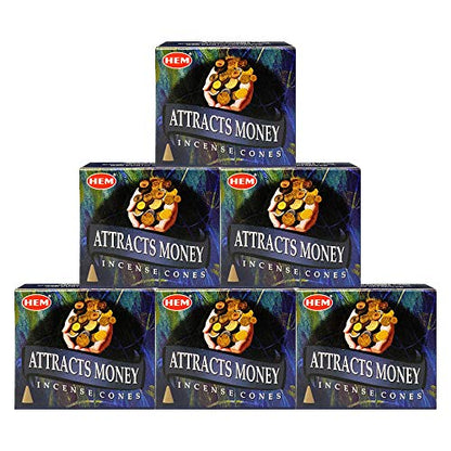 TRUMIRI Incense Cone Holder Bundle with Hem Attracts Money Incense Cones - Pack of 6 (Approx 60 Cones) - color: Attracts Money