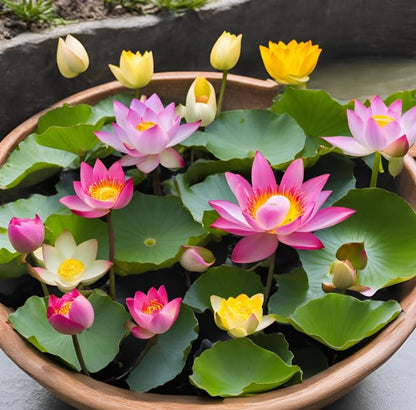 10 Sacred Lotus Seeds for Planting in Water Mixed Flower Color Pink Red White Yellow Multicolor Aquatic Nelumbo nucifera Bonsai Bowl Lotus Seed Ponds Water Feature Gardens Water Lily (10, Lotus Seed) - color: Lotus Seed